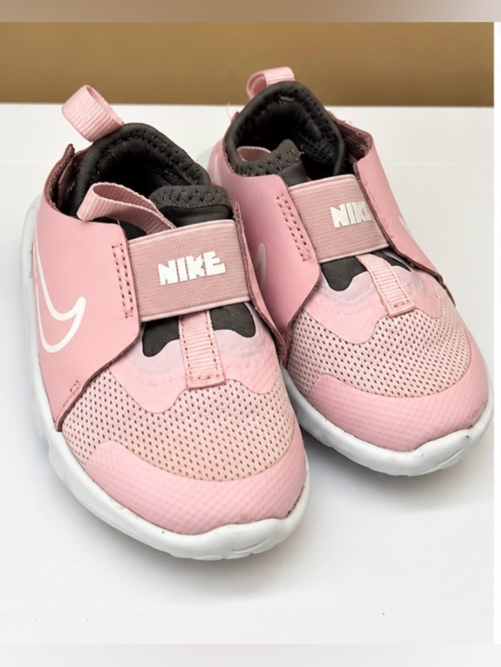 Nike Kids Pink Slip-On Sneakers with Hook-and-Loop Strap